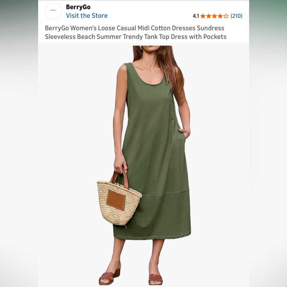 Olive Green Sleeveless Dress